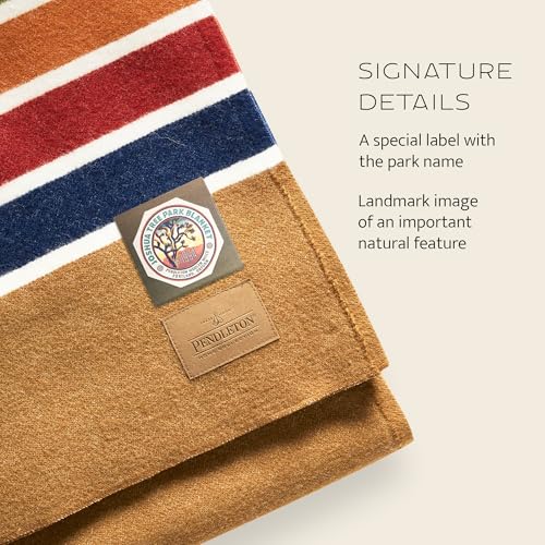 Pendleton National Park Blanket Full 80" x 90" - 100% Wool, Soft and Durable Throw for Home & Outdoor Adventures, Iconic Park Stripes Collectible Keepsake - Crater Lake Navy - Image 3