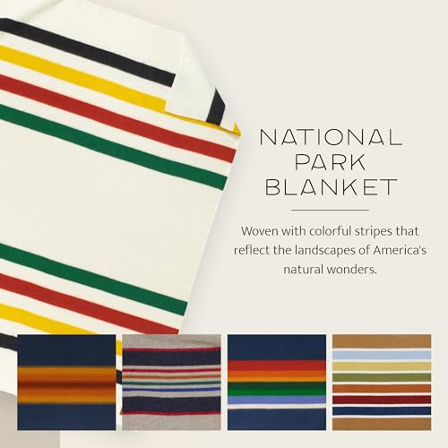Pendleton National Park Blanket Full 80" x 90" - 100% Wool, Soft and Durable Throw for Home & Outdoor Adventures, Iconic Park Stripes Collectible Keepsake - Crater Lake Navy - Image 2