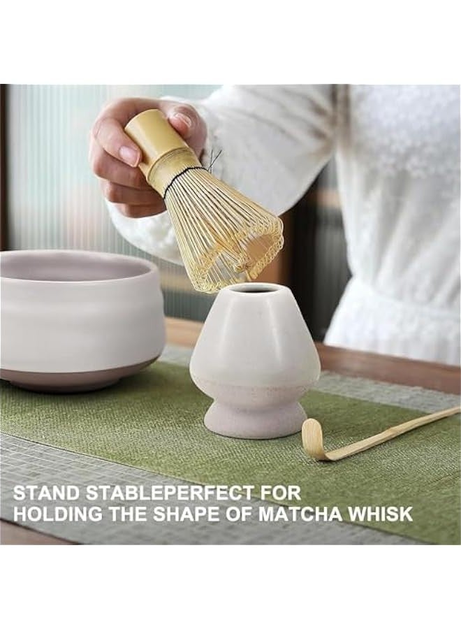 بيوينتي طقم شاي ماتشا الياباني من جود مكون من 7 قطع، طقم خفاقة ماتشا تقليدي مع وعاء ماتشا ومغرفة من الخيزران وحامل خفاقة من الستانلس ستيل، طقم مثالي لحفلات شاي ماتشا الاصلية (ابيض) - Image 3