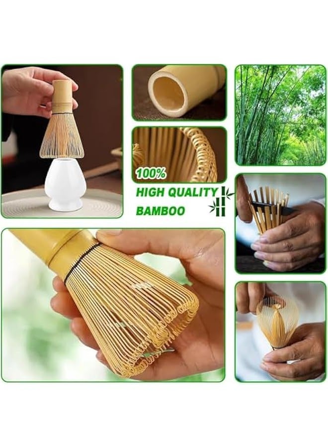 بيوينتي طقم شاي ماتشا الياباني من جود مكون من 7 قطع، طقم خفاقة ماتشا تقليدي مع وعاء ماتشا ومغرفة من الخيزران وحامل خفاقة من الستانلس ستيل، طقم مثالي لحفلات شاي ماتشا الاصلية (ابيض) - Image 4