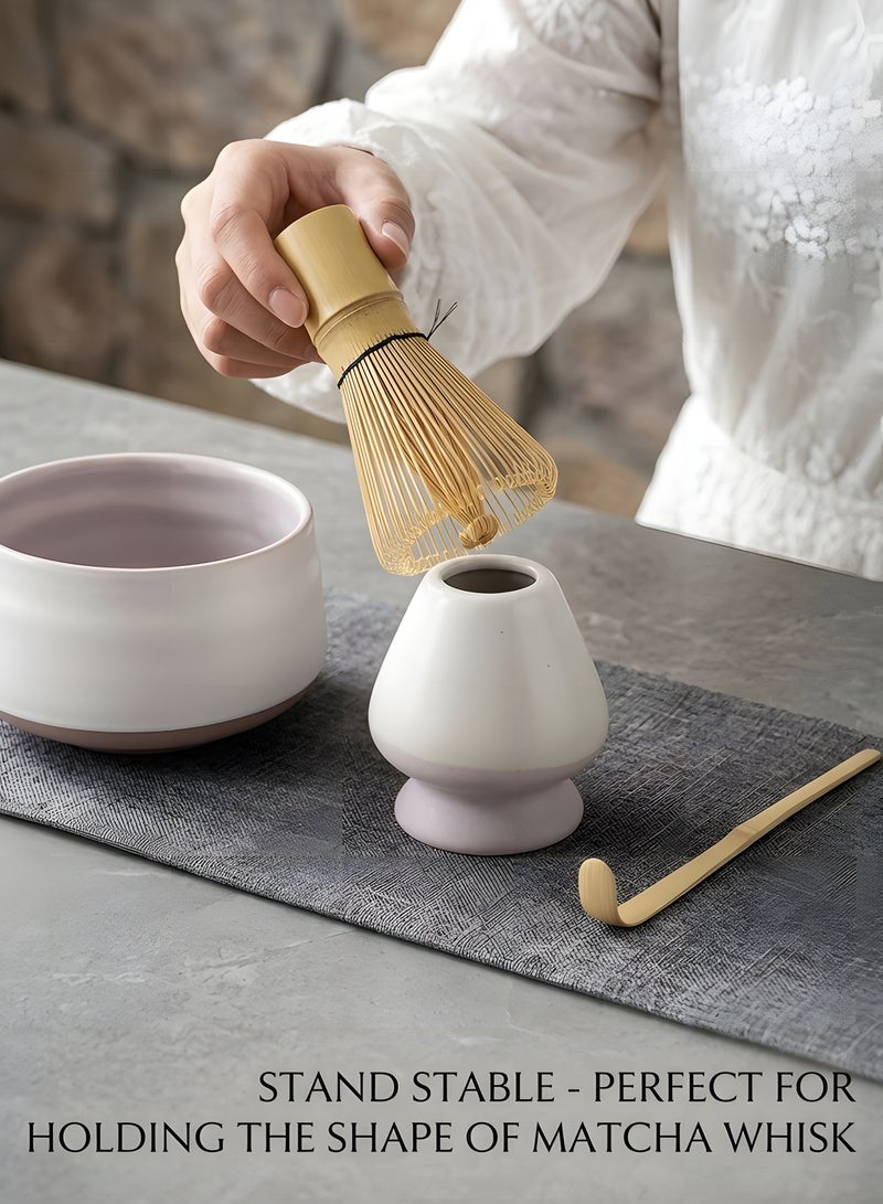 Beauenty Japanese Matcha Tea Set 7-Piece Traditional Matcha Whisk Set with Matcha Bowl Bamboo Whisk Scoop Whisk Holder Stainless Steel Sifter Perfect Kit for Authentic Matcha Tea Ceremony (White) - Image 3