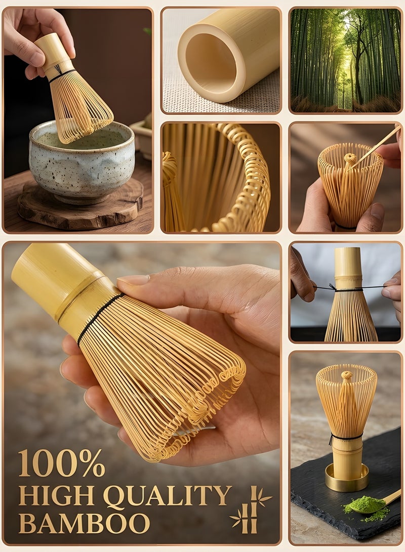 Beauenty Japanese Matcha Tea Set 7-Piece Traditional Matcha Whisk Set with Matcha Bowl Bamboo Whisk Scoop Whisk Holder Stainless Steel Sifter Perfect Kit for Authentic Matcha Tea Ceremony (White) - Image 4