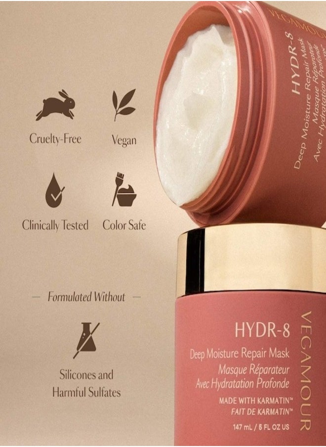 VEGAMOUR - VEGAMOUR HYDR-8 Deep Moisture Repair Mask for Dry, Damaged Hair, 147ml (5 oz) – Intensive Hydration and Repair Treatment with Plant-Based Ingredients - Image 1