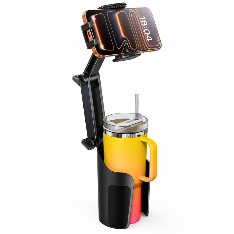 TAZENI 2-in-1 Cup Holder Cell Phone Holder for Your Car Bottle Friendly Cup Cell Phone Holder Mount for Car Height Adjustable Sturdy Fit 4.7-7 inches Phones - Image 1