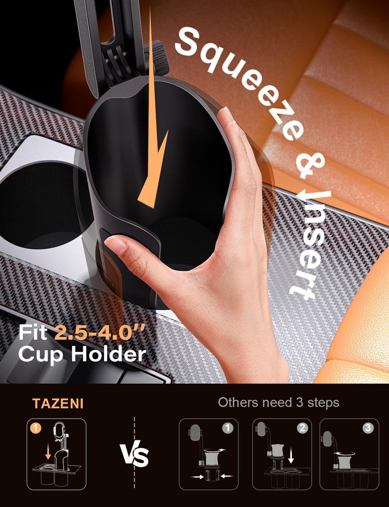 TAZENI 2-in-1 Cup Holder Cell Phone Holder for Your Car Bottle Friendly Cup Cell Phone Holder Mount for Car Height Adjustable Sturdy Fit 4.7-7 inches Phones - Image 4