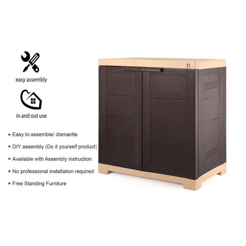 Cello Cello Novelty Compact Plastic Shoe Rack Brown Beige Shoe Storage Strong and Durable Space Organizer 2 doors Shoe Rack for Living Room Home Office 3 Years Warranty Manufacturing defect - Image 4