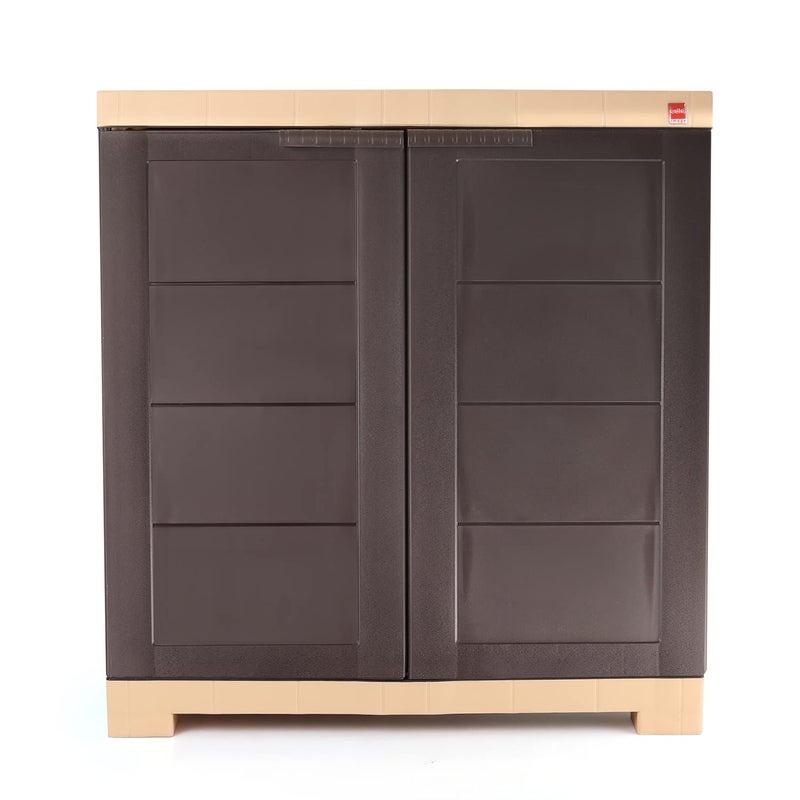 Cello Cello Novelty Compact Plastic Shoe Rack Brown Beige Shoe Storage Strong and Durable Space Organizer 2 doors Shoe Rack for Living Room Home Office 3 Years Warranty Manufacturing defect - Image 3