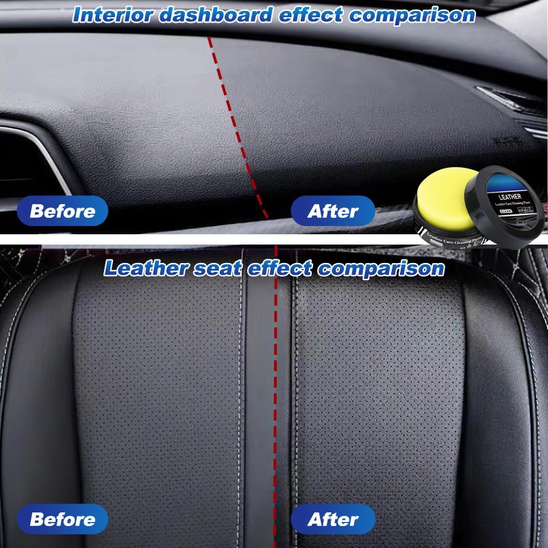 Vizela 2Pcs Leader Cleaning and Care Cream & Cleaning Paste for Leather Care, Automotive Interior Leather Cleaning Cream, Leather Repair Kit Car Interior, Car Leather Conditioner Oil Paste - Image 5