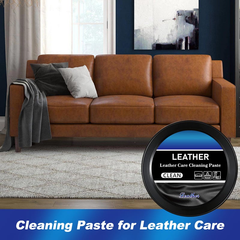 Vizela 2Pcs Leader Cleaning and Care Cream & Cleaning Paste for Leather Care, Automotive Interior Leather Cleaning Cream, Leather Repair Kit Car Interior, Car Leather Conditioner Oil Paste - Image 3