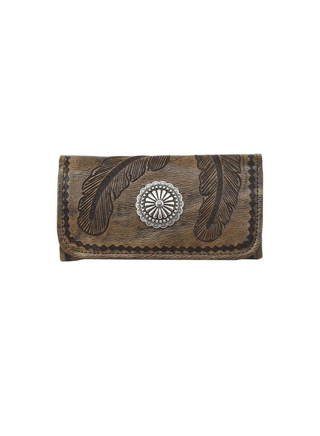 American West Leather Womens Trifold Wallet Sacred Bird - Image 1