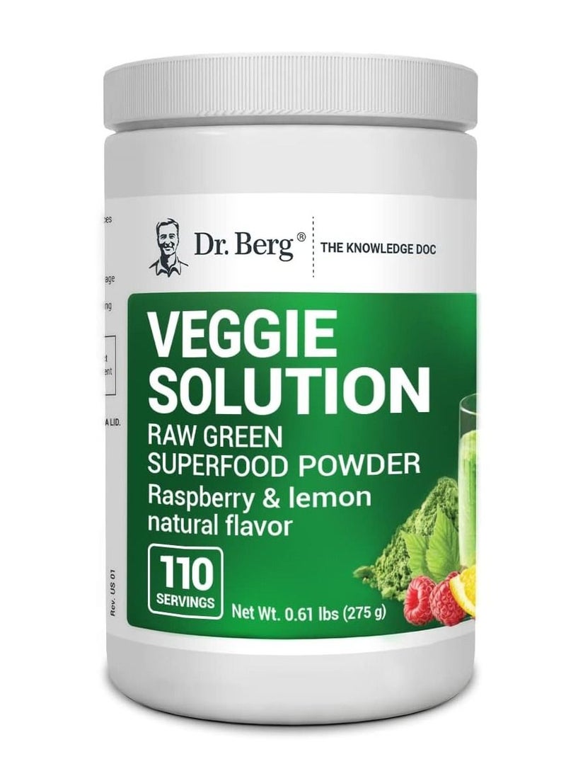 Dr.Berg - Dr. Berg's Veggie Solution, Organic Super Greens Powder with Spirulina, Raw Green Powder Superfood, Vegetable Powder Supplement with Vitamins, Minerals, Enzymes, and Phytonutrients  110 Servings - Image 1