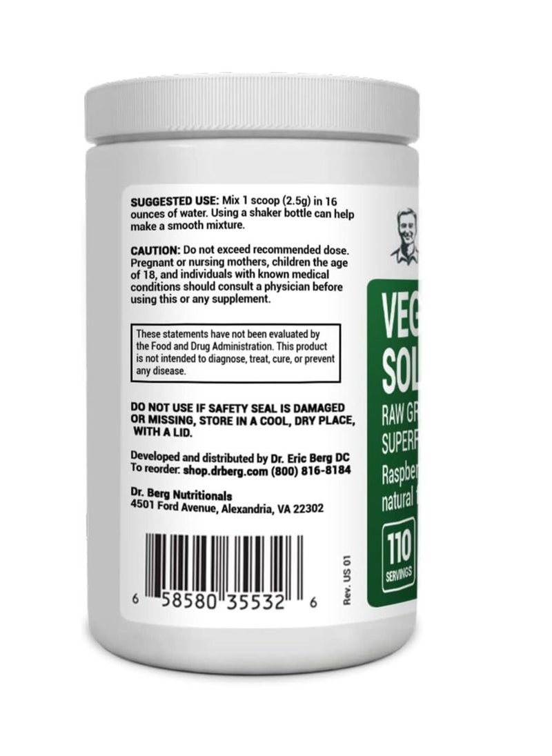 Dr.Berg - Dr. Berg's Veggie Solution, Organic Super Greens Powder with Spirulina, Raw Green Powder Superfood, Vegetable Powder Supplement with Vitamins, Minerals, Enzymes, and Phytonutrients  110 Servings - Image 1