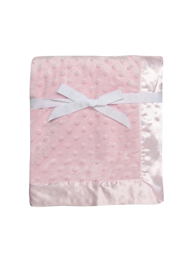 Baby Starters Textured Dot Blanket with Satin Trim, Pink 30" x 40"  - Image 1
