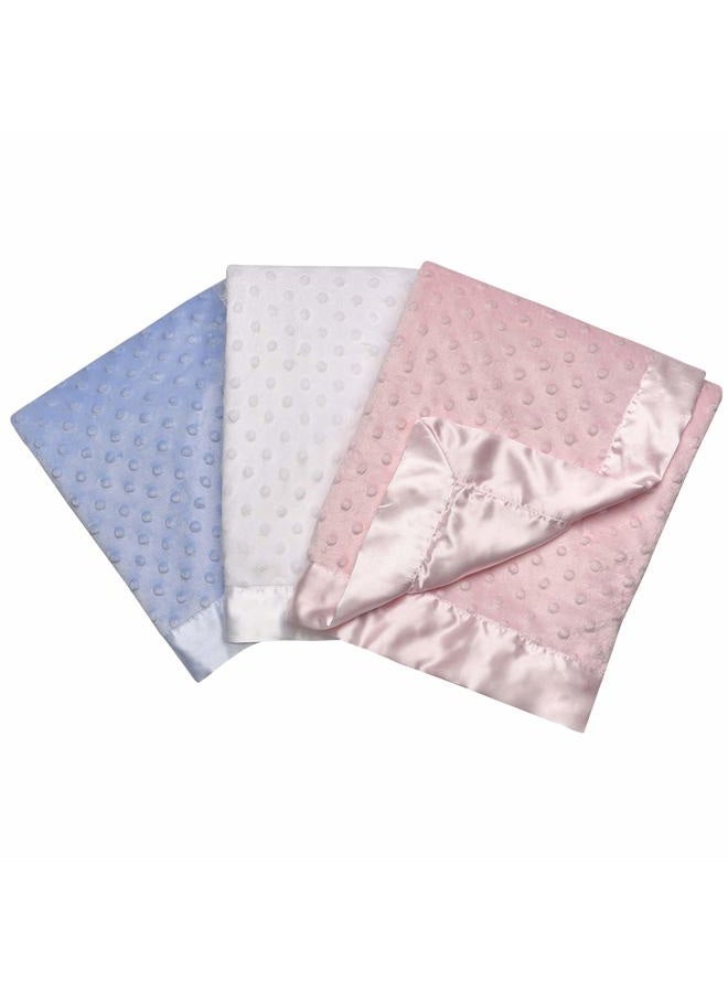 Baby Starters Textured Dot Blanket with Satin Trim, Pink 30" x 40"  - Image 4
