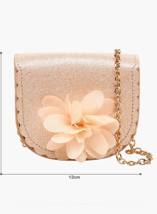 Flora Bella By Shoexpress Floral Applique Crossbody Bag with Chain Strap - Image 2