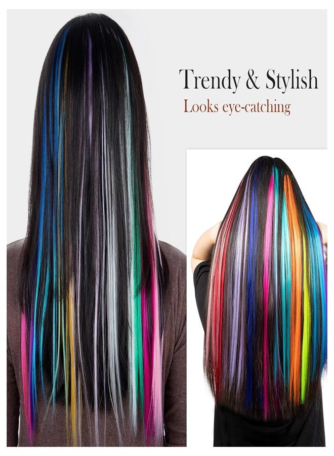 MILAPARK CRAFTS 6pcs Clip-In Colorful Hair Extensions for Kids – Glitter Highlights, Synthetic Hair Streaks, Multicolor Strips for Girls, Birthday Party Dress-Up, Cosplay & DIY Styling - Image 5