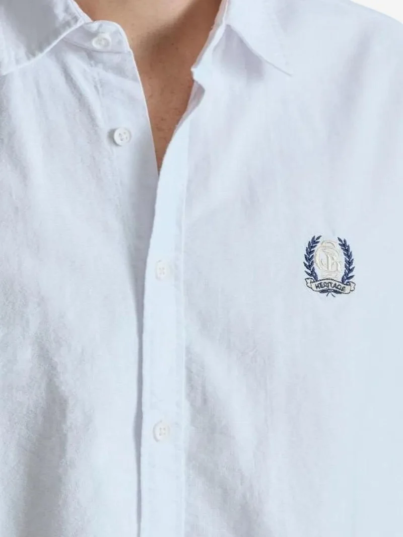 Giesto White GIESTO Embroidered Long Sleeve Button-Up Shirt for Men | Best Price UAE