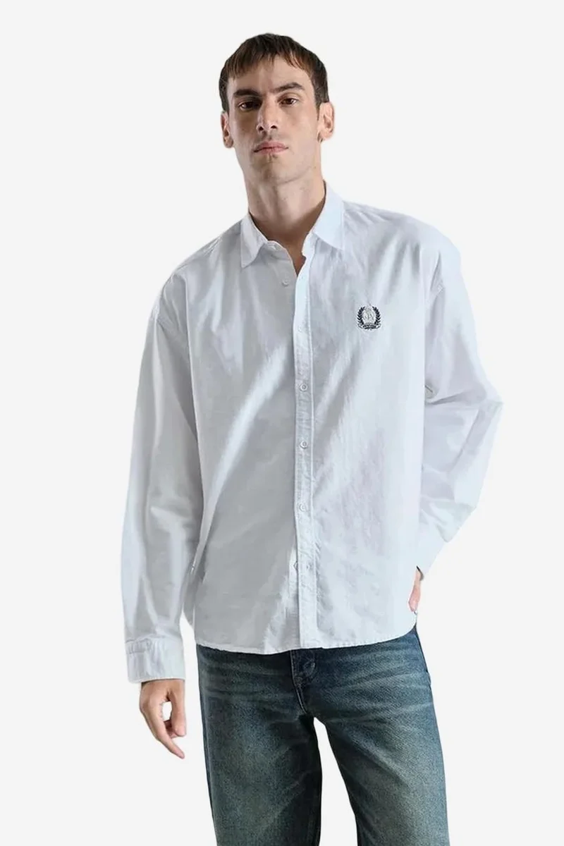 GIESTO Embroidered Long Sleeve Button-Up Shirt