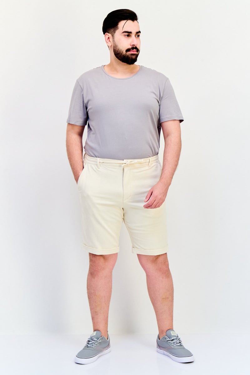 Celio Men Solid Basic Shorts, Beige - Image 4