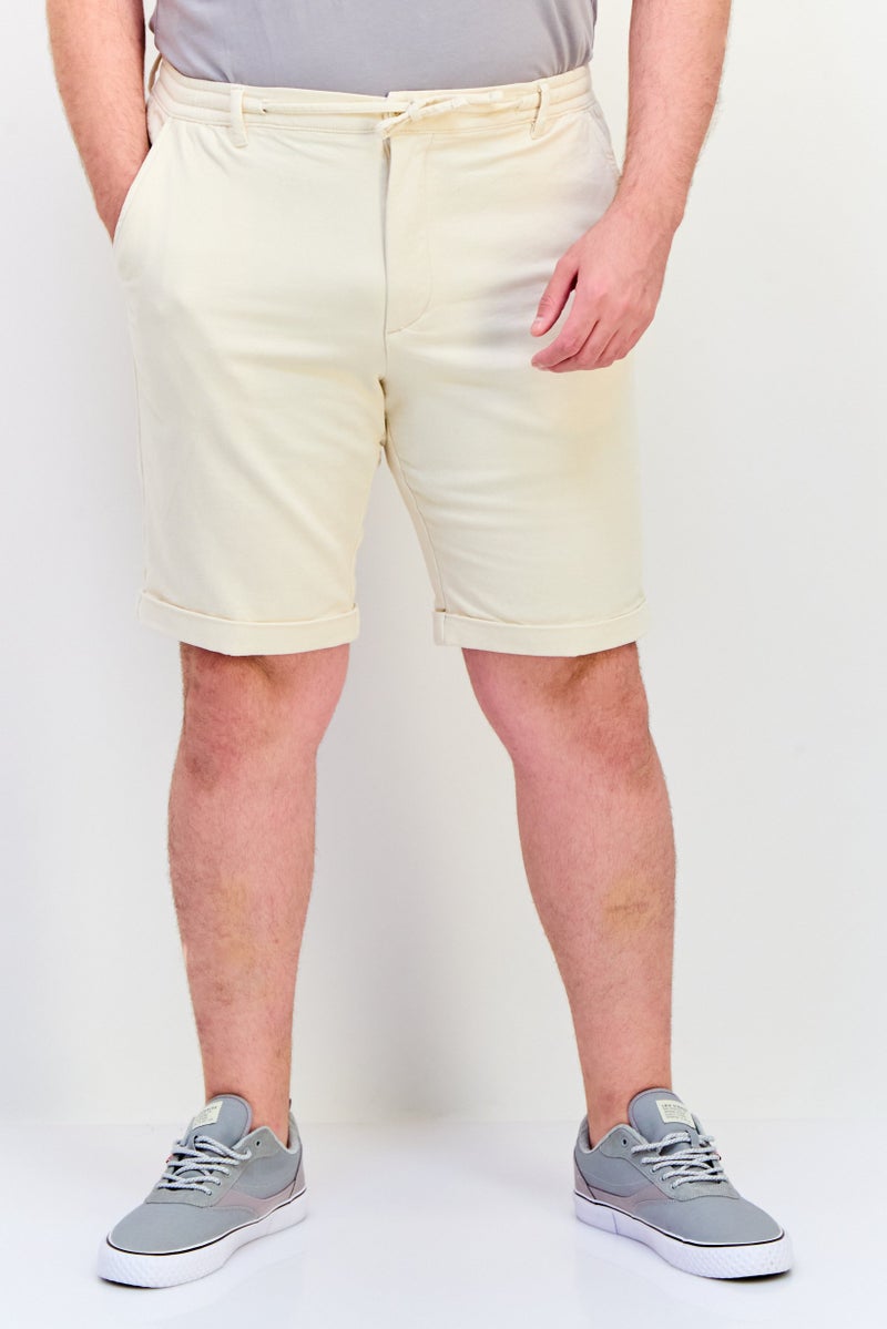 Celio Men Solid Basic Shorts, Beige - Image 1