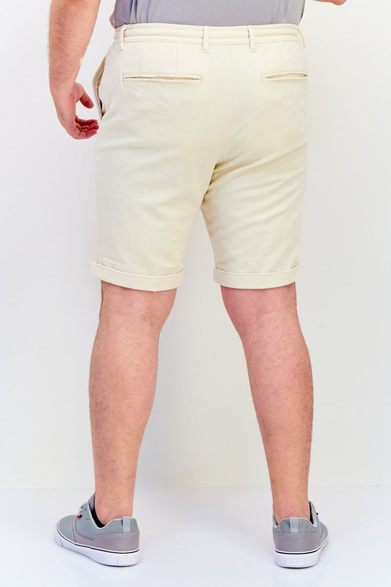 Celio Men Solid Basic Shorts, Beige - Image 3