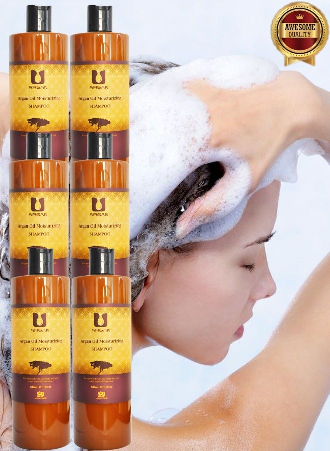 Argan 6 Pieces Argan Oil Moisturizing Shampoo Best Product For Dry And Frizzy Hair 500ml  - Image 1