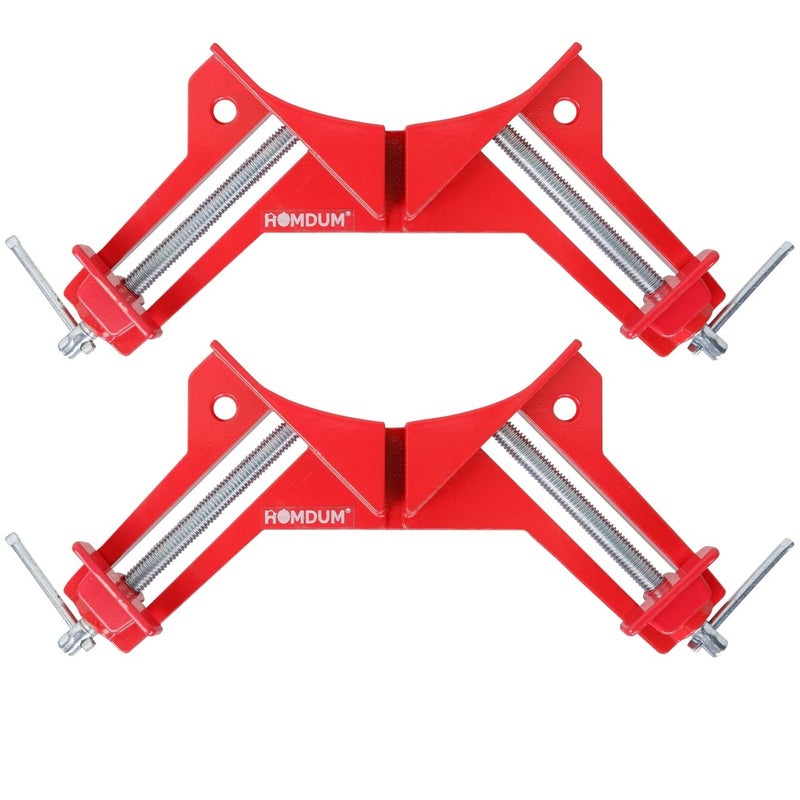 Homdum 90 Degree Corner Clamp DIY Woodworking Framing Holder Tool for Right Angle Picture Frame Clamping with one finger rotating screw jaw Pack of 2 Pieces - Image 1