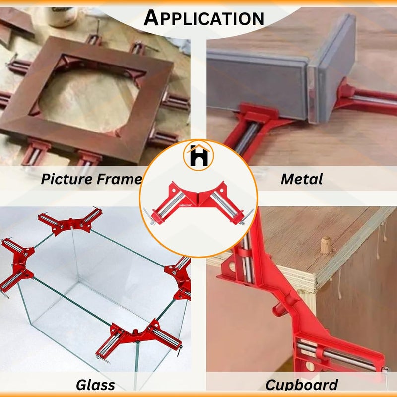 Homdum 90 Degree Corner Clamp DIY Woodworking Framing Holder Tool for Right Angle Picture Frame Clamping with one finger rotating screw jaw Pack of 2 Pieces - Image 5