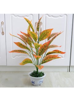 Generic 7 Forked Branches Simulated Plant Bonsai With Plastic Flower Pots Indoor Living Room Decoration Simulated Green Plants Potted Plants Artificial Flower Decorations Bonsai  - Image 1