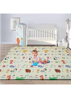 Junior Kingdom Baby Playmat Extra Large Foam Foldable Reversible Playmat Baby Crawling Mat Room Decor Transforms into Large Fun Activity Gym Alphabets & Spaceship Printed 180 X 200 X 1 cm