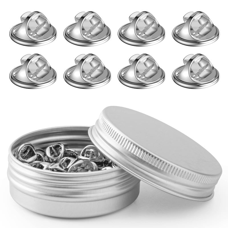 Weico 50PCS Metal Pin Backs, Pin Keepers Locking Clasp for Badge Insignia Pin Backs Replacement (Silver) - Image 1