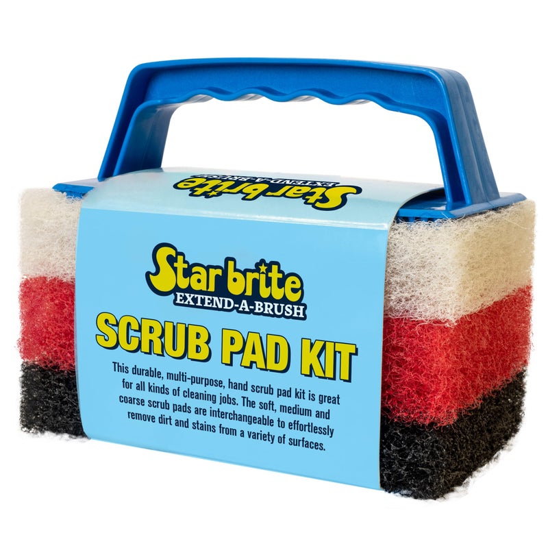 Star Brite مجموعة وسادات التنظيف STAR BRITE - 3 وسادات تنظيف ذات قوام مختلف ومقبض قابل للتبديل (040023PW) - Image 1