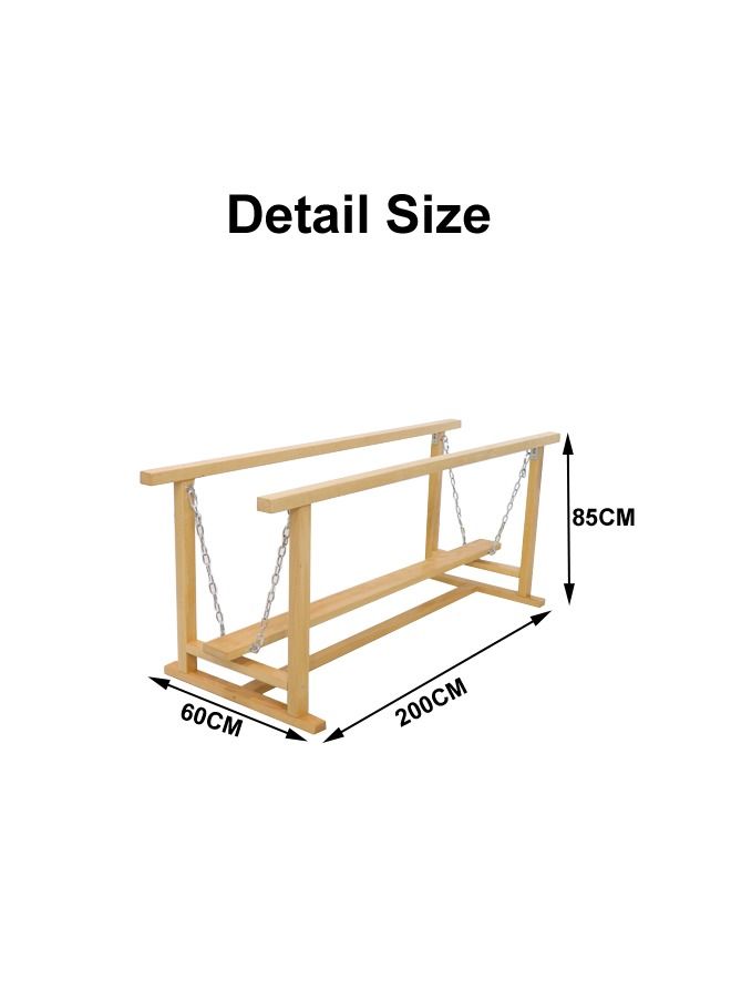 JSAITOYS Kids Indoor Wooden Bridge Swing Balance Beam Playsets Sensory Room Jungle Gym Equipment - Image 2