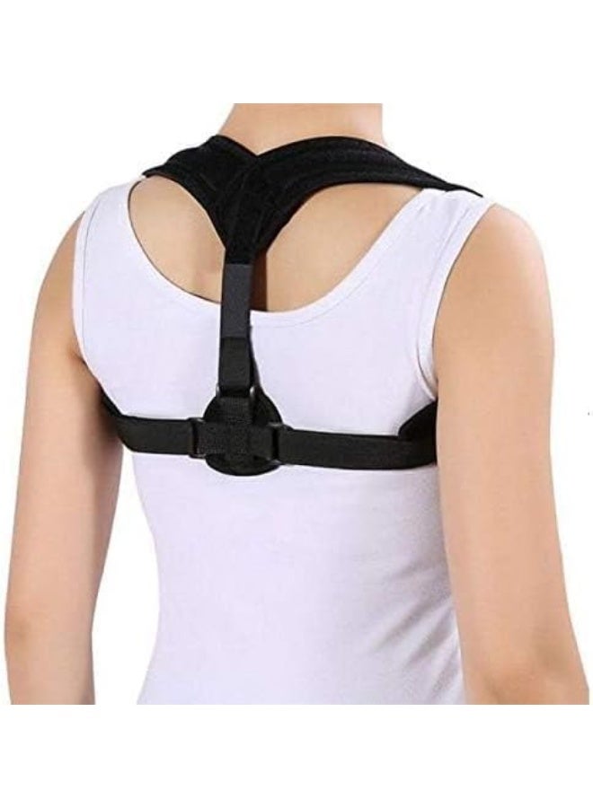 مصحح وضعية الظهر الفاخر للرجال والنساء - دعامة للجزء العلوي من الظهر لتخفيف آلام الكتف، الرقبة والظهر - مشد قابل للتعديل لدعم الترقوة واستقامة القوام - مقاس: متوسط (M) - أسود - Image 2