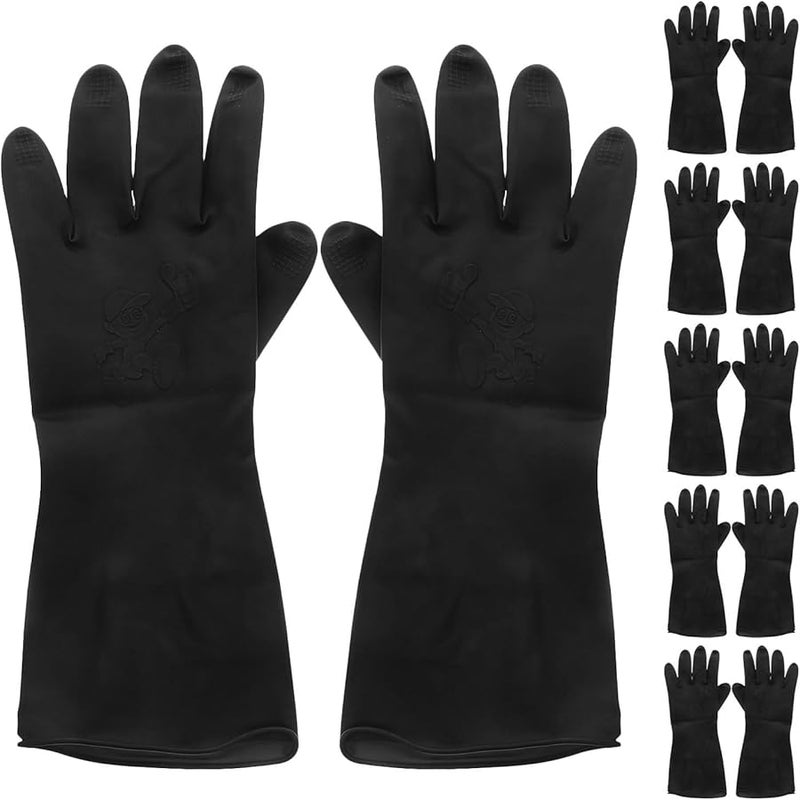 6 Pairs Black Latex Hair Coloring Gloves For Salon Dyeing Bbq Cooking And Cleaning - Image 1