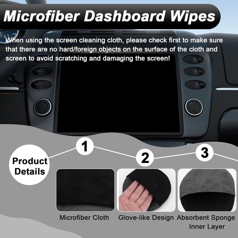 BFXM Car Screen Cleaner, 4.21''×4.21'' Microfiber Dashboard Wipes, Round Microfiber Cloth, Car Display Wipes,Vehicle Screen Cleaner Tool Universal for Car Dashboard Car Display Car Interior Tools (Black) - Image 3