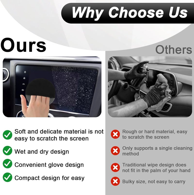 BFXM Car Screen Cleaner, 4.21''×4.21'' Microfiber Dashboard Wipes, Round Microfiber Cloth, Car Display Wipes,Vehicle Screen Cleaner Tool Universal for Car Dashboard Car Display Car Interior Tools (Black) - Image 4
