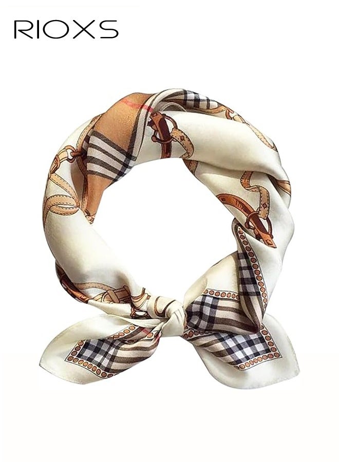 ريوكس وشاح حريري للنساء، وشاح رأس أنيق متوسط الحجم من الساتان للسيدات، وشاح رأس مريح وناعم مطبوع 27.56 × 27.56 بوصة، وشاح رأس باندانا إكسسوارات أزياء - Image 1