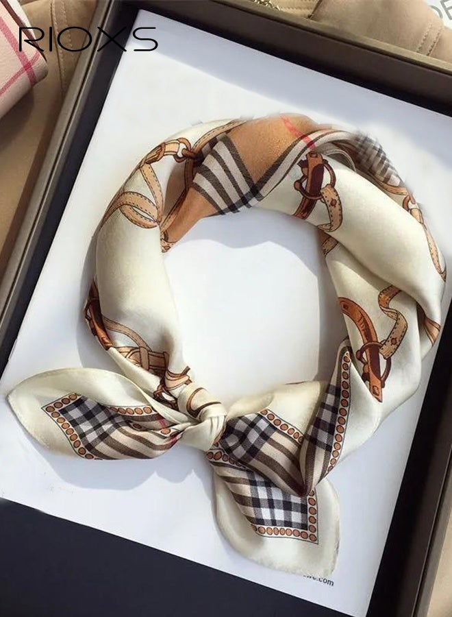 ريوكس وشاح حريري للنساء، وشاح رأس أنيق متوسط الحجم من الساتان للسيدات، وشاح رأس مريح وناعم مطبوع 27.56 × 27.56 بوصة، وشاح رأس باندانا إكسسوارات أزياء - Image 4