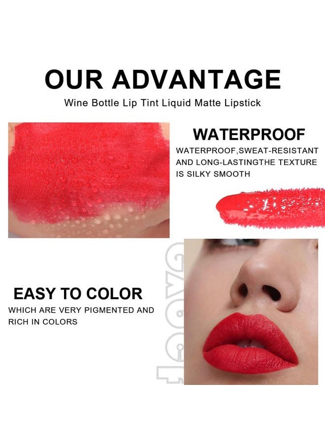 BINGBRUSH 6 Colors Matte Red Wine Liquid Lipstick Pack Set,Wine Lip Tint Long Lasting 24 Hour Waterproof Velvet Nonstick Cup Lipgloss Lip Stain Pigmented Lip Makeup Gift Sets for Girls and Women Labiales  - Image 3