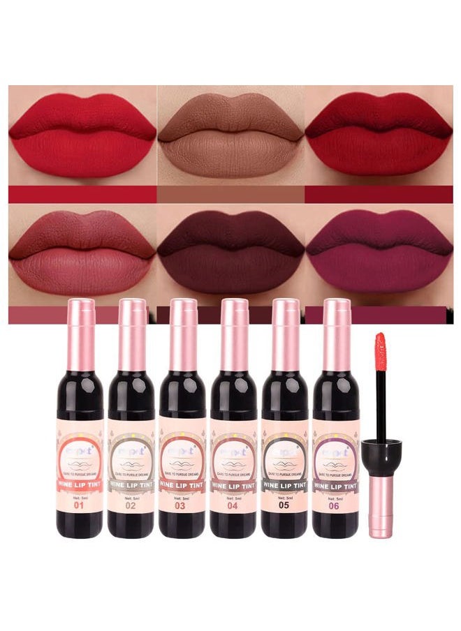 BINGBRUSH 6 Colors Matte Red Wine Liquid Lipstick Pack Set,Wine Lip Tint Long Lasting 24 Hour Waterproof Velvet Nonstick Cup Lipgloss Lip Stain Pigmented Lip Makeup Gift Sets for Girls and Women Labiales  - Image 1