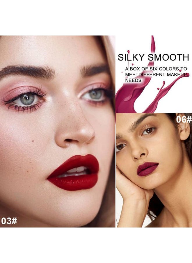 BINGBRUSH 6 Colors Matte Red Wine Liquid Lipstick Pack Set,Wine Lip Tint Long Lasting 24 Hour Waterproof Velvet Nonstick Cup Lipgloss Lip Stain Pigmented Lip Makeup Gift Sets for Girls and Women Labiales  - Image 5