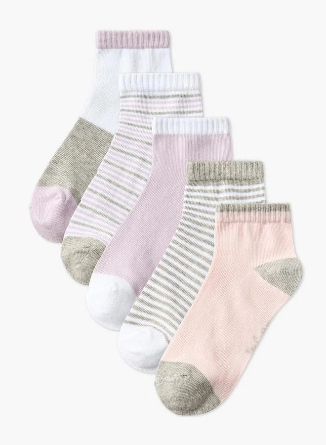 Lee Cooper Pack Of 5 Girls Striped Ankle Length Socks