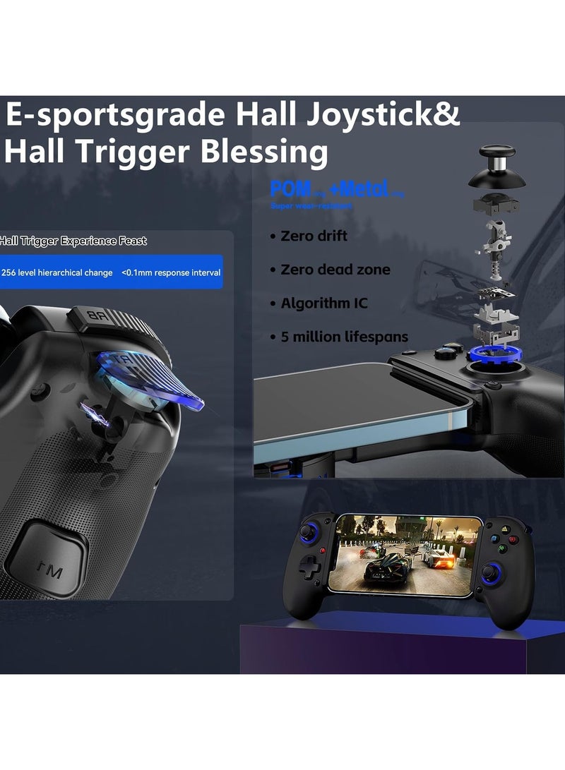 General Available for iPhone 16/15/14, iPad, Android, PC, Switch, PS3/PS4, Gamepad Joystick with Turbo, Hall Effect Trigger, 6-Axis Gyro Sensor, Streaming Mobile Cloud Game Controller for PS4/Xbox/PC  - Image 3