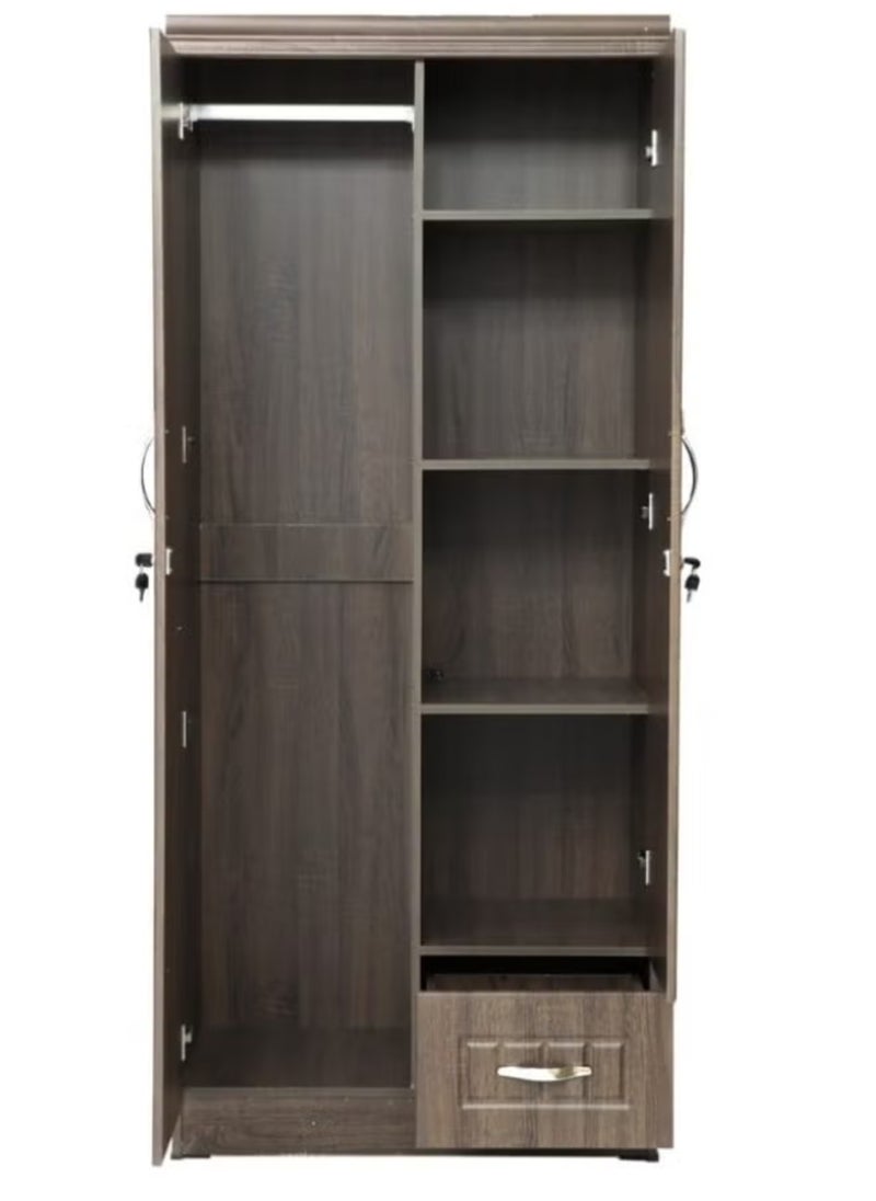 KARNAK Karnak 2 Door Wooden Wardrobe Cabinet Cupboard Stylish Heavy Duty  Oak color  - Image 2