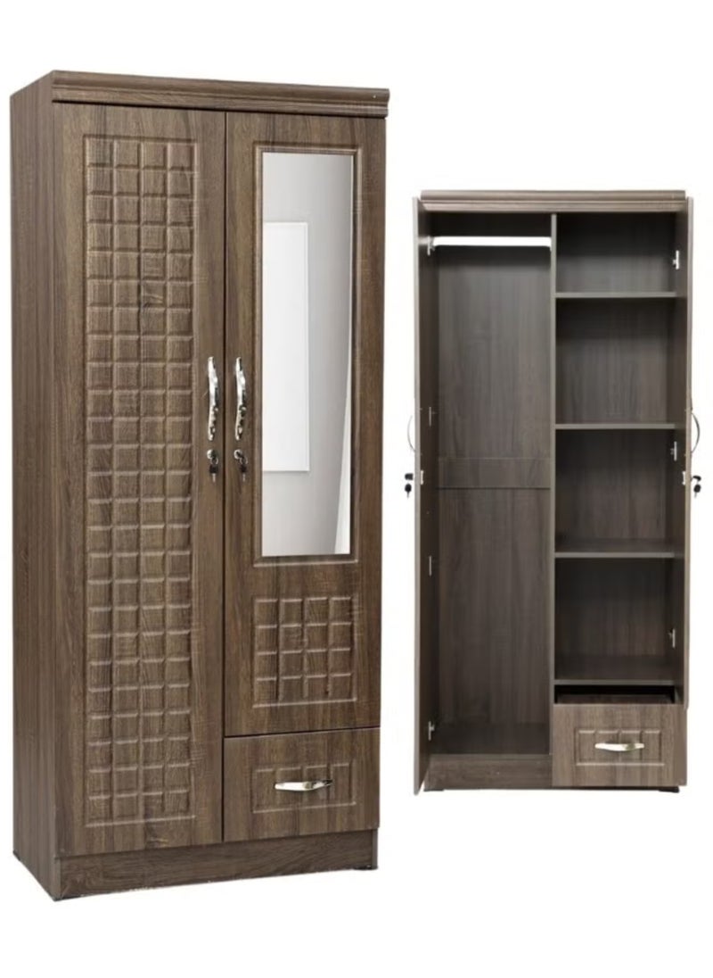 KARNAK Karnak 2 Door Wooden Wardrobe Cabinet Cupboard Stylish Heavy Duty  Oak color  - Image 3