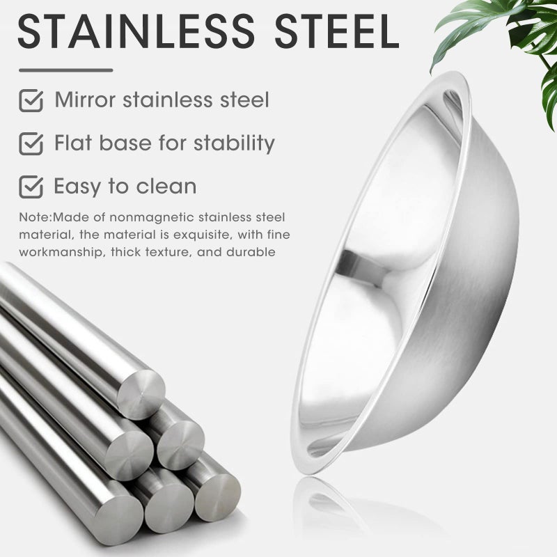 ASIBT Heavy Duty Stainless Steel Mirror Finish Commercial Restaurant Mixing Bowl 3 Quart (Set Of 3) - Image 4