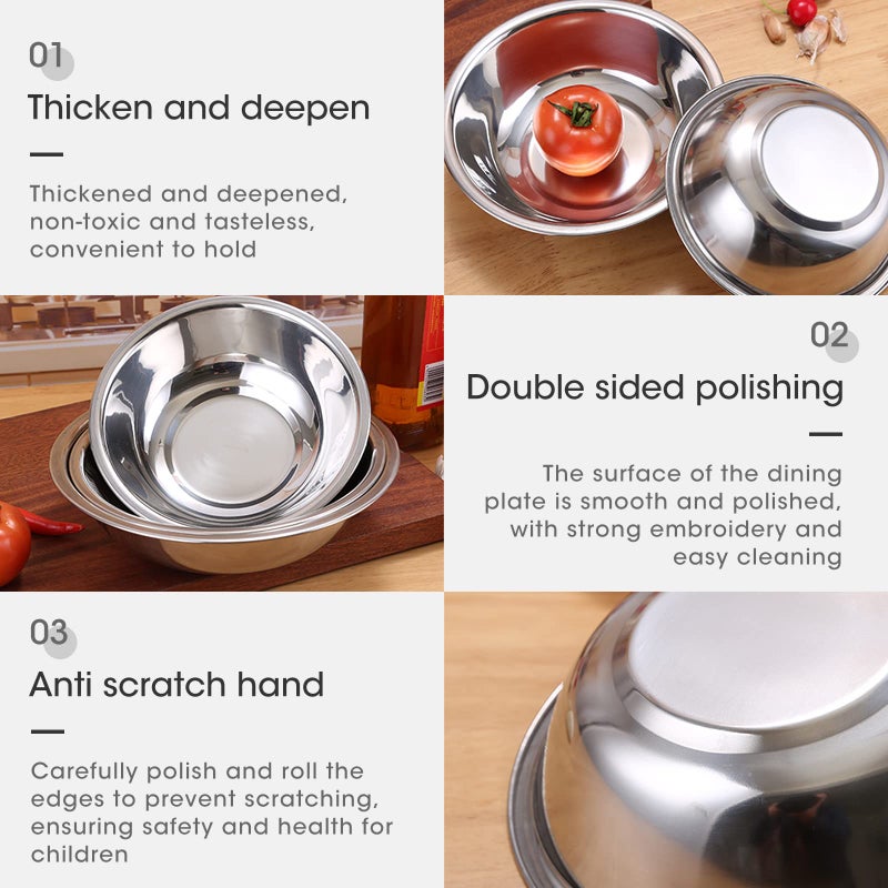 ASIBT Heavy Duty Stainless Steel Mirror Finish Commercial Restaurant Mixing Bowl 3 Quart (Set Of 3) - Image 2