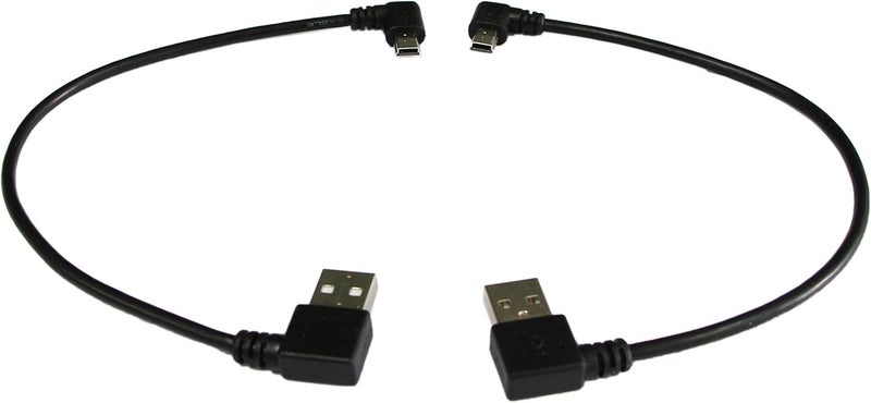 CERRXIAN 9Inch Mini USB Cable Combo Mini USB Right Angle  Left Angle Male to USB Type A 20 Right Angle Male Data Sync and Charge Cable Black2Pack R - Image 2