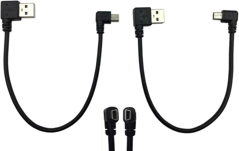 CERRXIAN 9Inch Mini USB Cable Combo Mini USB Right Angle  Left Angle Male to USB Type A 20 Right Angle Male Data Sync and Charge Cable Black2Pack R - Image 1